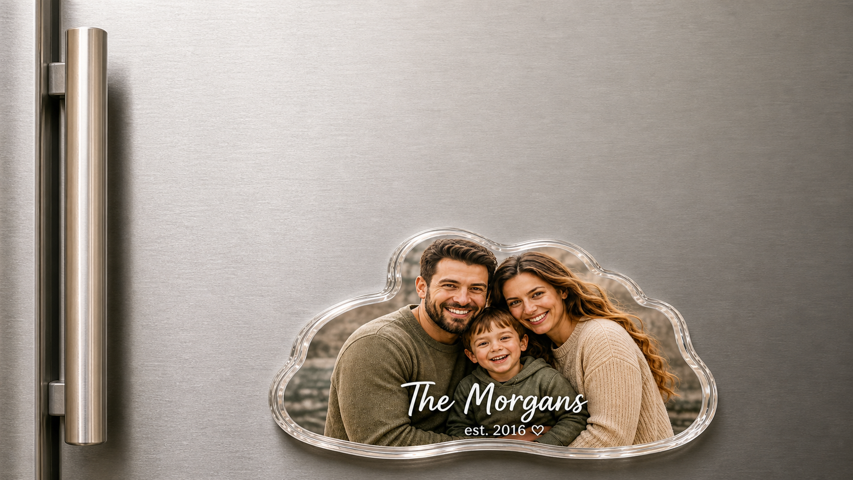 Oversized custom acrylic family portrait fridge magnet