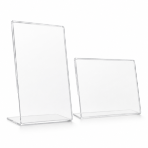 Acryyum Custom Size Clear Acrylic L-Shaped Sign Holder Tabletop Display Stand