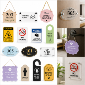 Custom acrylic DIY signs door plates warning notice signs room numbers and hotel plaques